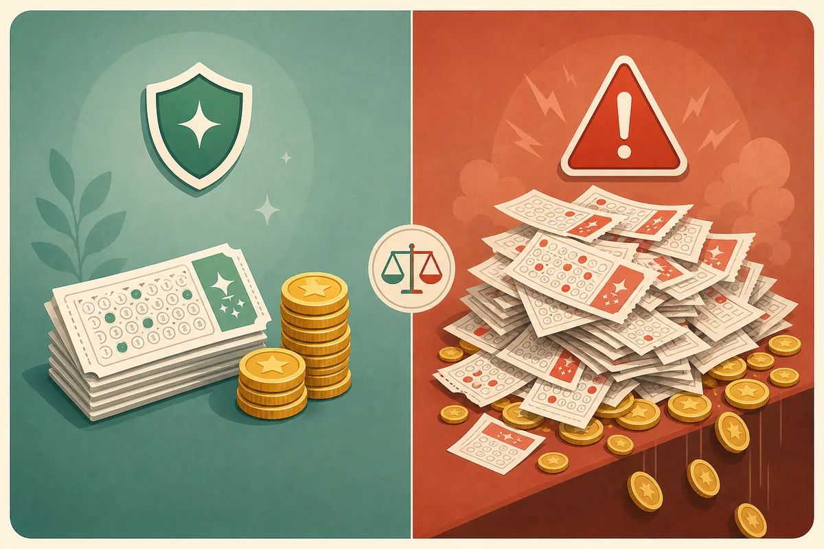 Comparacion de presupuesto en la loteria de BitLife entre intentos controlados y gasto arriesgado