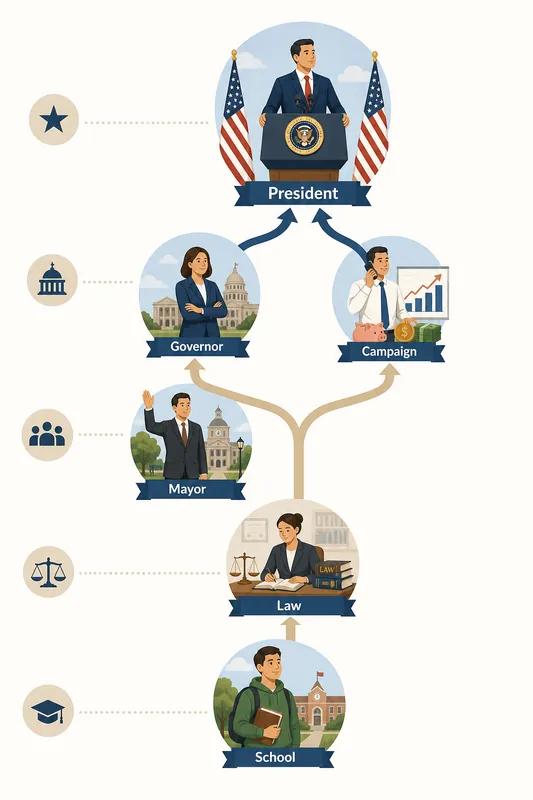 Hoja de ruta editorial desde estudios y cargos locales hasta una campaña presidencial en BitLife